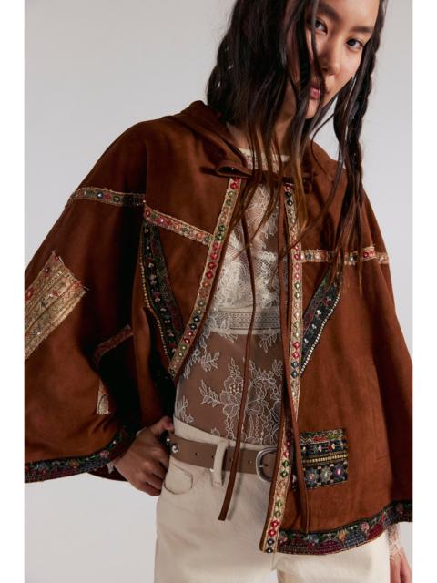 FREE PEOPLE Nigel Preston Suede Embroidered Cape