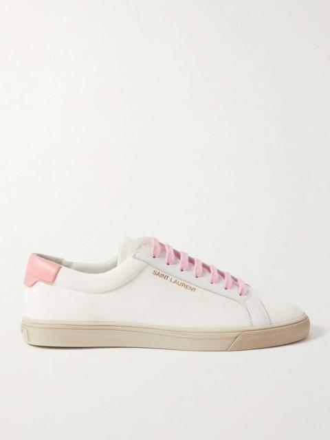SAINT LAURENT Andy Leather-Trimmed Logo-Print Canvas Sneakers