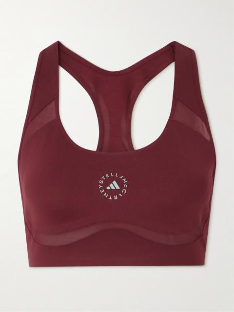 adidas Truepurpose Mesh-trimmed Printed Stretch Recycled Sports Bra