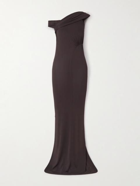 Rick Owens Sahara Asymmetric Paneled Gathered Jersey Gown