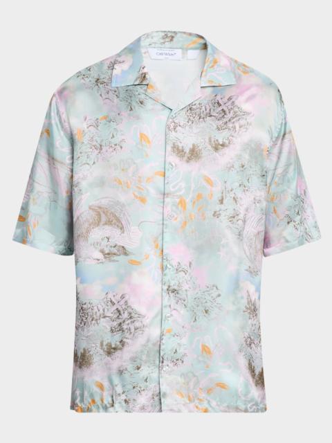 Off-White Men's Land Sky Viscose Short-Sleeve Shirt