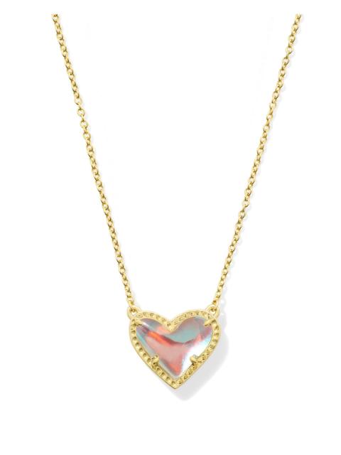 KENDRA SCOTT Ari Heart Gold Pendant Necklace in Dichroic Glass