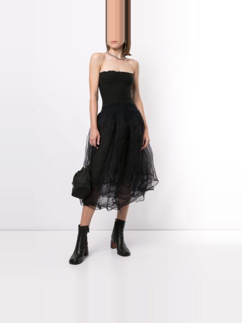 tulle-panelled strapless dress