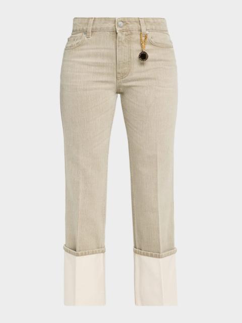 Stella McCartney Mid-Rise Straight-Leg Cuffed Crop Jeans