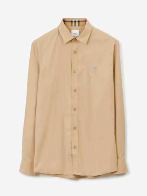 Burberry Slim Fit Monogram Motif Stretch Cotton Poplin Shirt