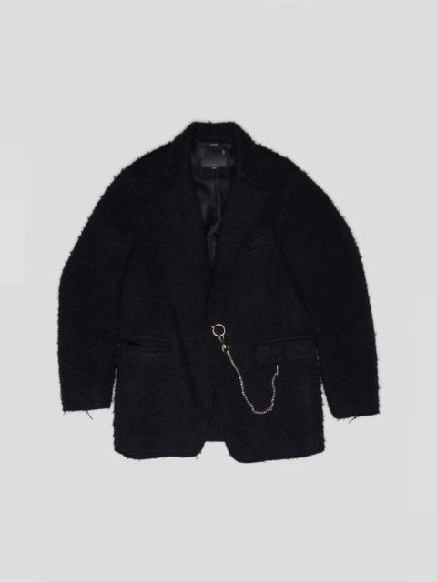 RAW CUT RAGGED BLAZER - BLACK WOOL