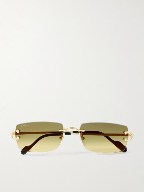 Cartier Signature Square-Frame Rimless Gold-Tone Sunglasses