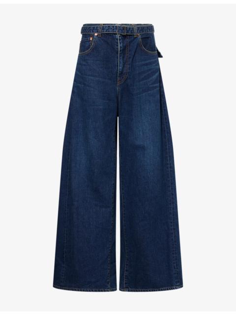 sacai Wide-Leg Pleated Denim Jeans