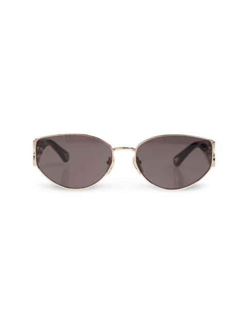 Chloé logo-engraved oval-lens sunglasses