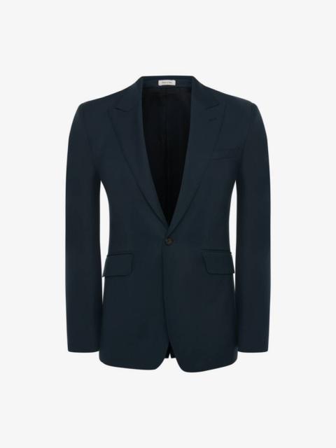 Alexander McQueen Men's Wool Mohair Single-breasted Jacket in Indigo