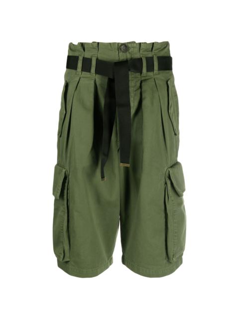 belted cotton cargo shorts