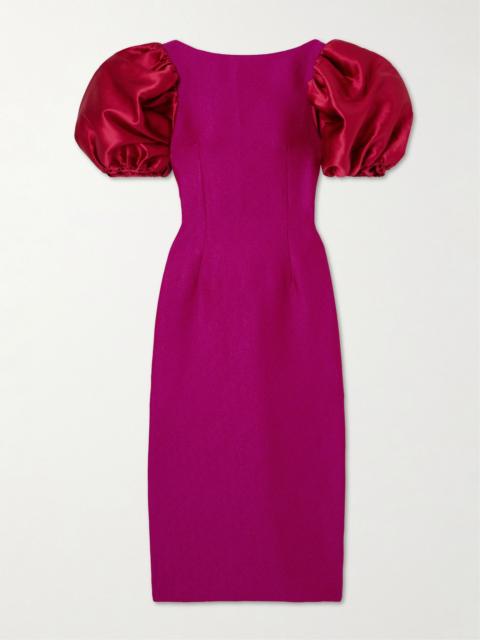 DESTREE Suzanne faille-trimmed crepe midi dress Fuchsia