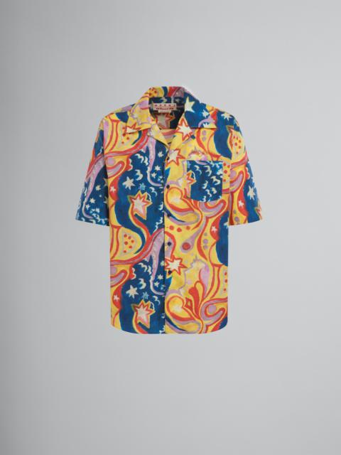 MARNI X NO VACANCY INN - POPLIN BOWLING SHIRT WITH GALACTIC PARADISE PRINT.