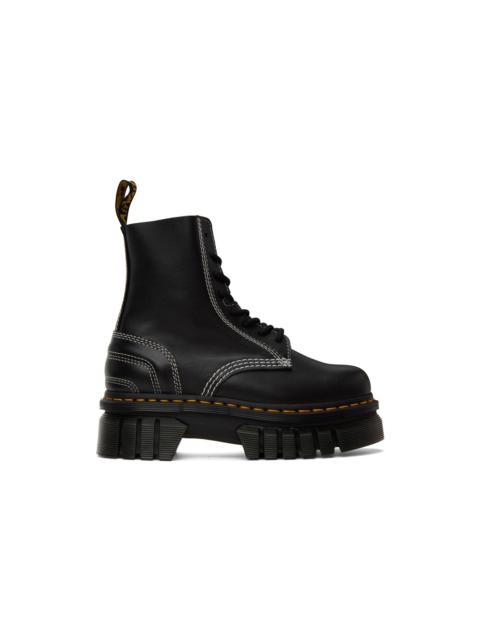 Dr. Martens Black Audrick White Stitch Platform Lace Up Boots