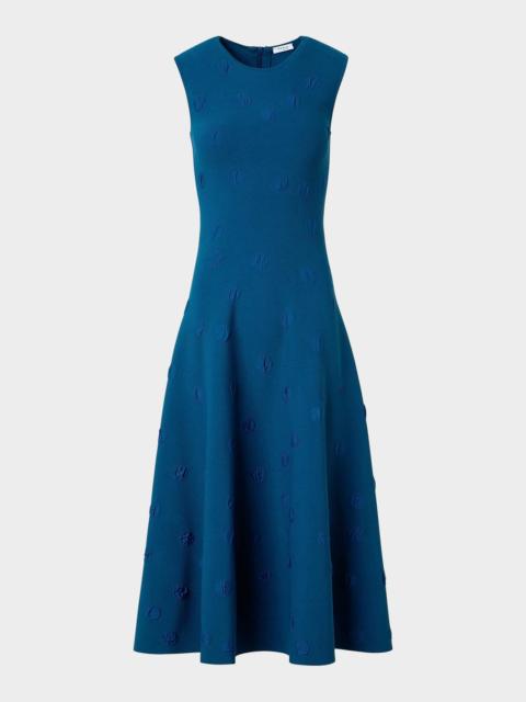 AKRIS 3D Dot Knit Fit &amp; Flare Midi-Dress