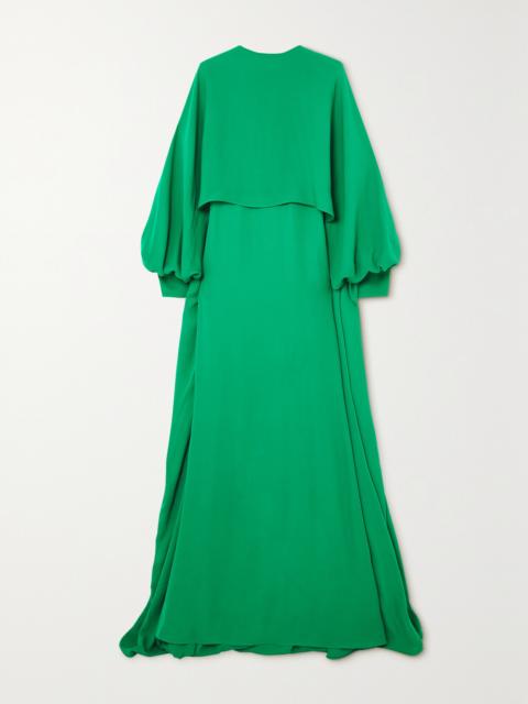 Valentino Cape-effect Silk Crepe De Chine Gown