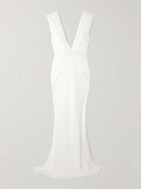 16ARLINGTON Sina cape-effect crepe gown