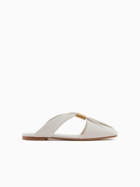 EMPORIO ARMANI NAPPA-LEATHER MULES WITH METALLIC LOGO