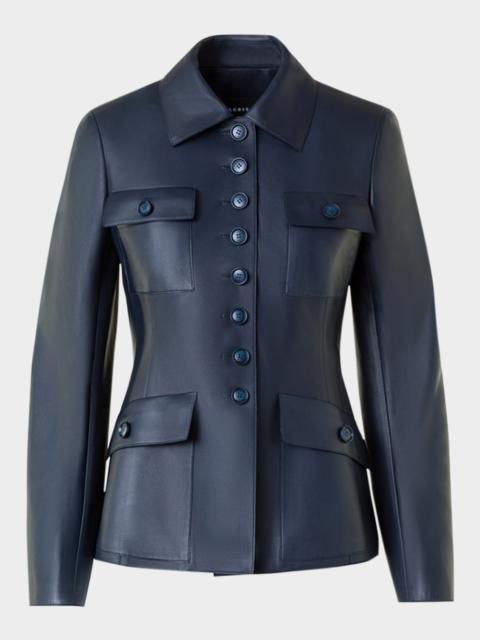 AKRIS Delia Nappa Leather Fitted Jacket
