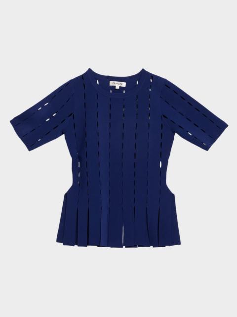 ZANKOV Murphy Laser-Cut Peplum Top