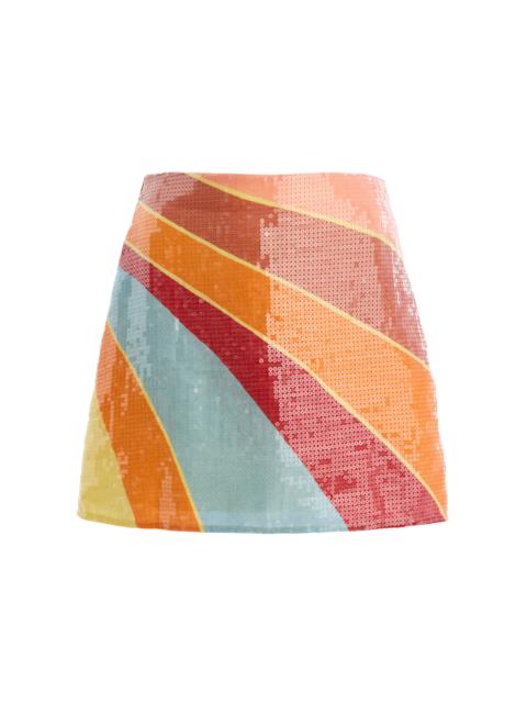 CALA de la CRUZ Exclusive La Isla Eve Sequined Linen Mini Skirt multi