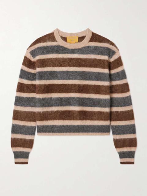 GUEST IN RESIDENCE Striped brushed-cashmere sweater Brown