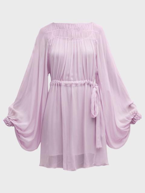 EMPORIO ARMANI Pleated Poet-Sleeve Georgette Dress