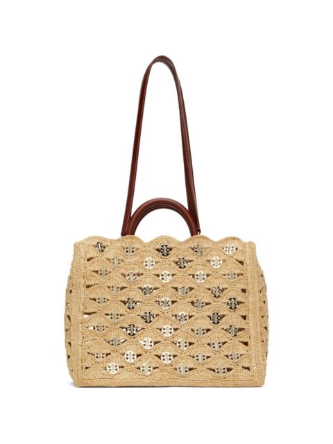 rabanne Beige 1969 Raffia Tote