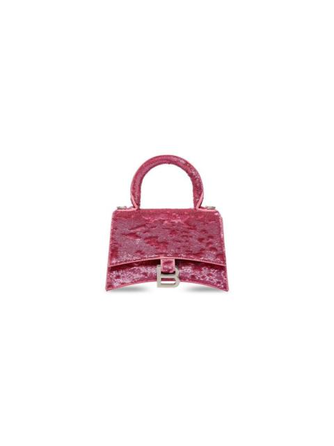 BALENCIAGA Women's Hourglass Xs Handbag With Chain And Sequin in Pink