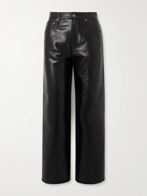 AGOLDE Ren cropped high-rise wide-leg leather pants Black