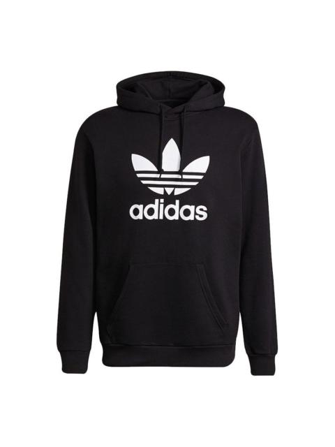 Men's adidas originals Trefoil Hoody Logo Printing Sports Pullover Black H06667