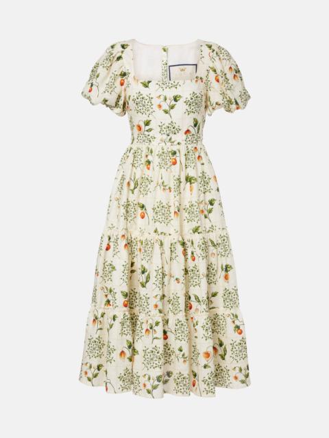 Agua by Agua Bendita Embellished printed linen midi dress