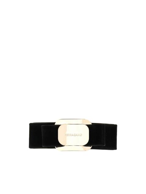 FERRAGAMO bow-embellished leather hair clip
