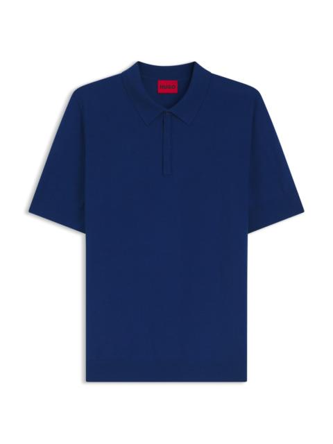 HUGO KNIT POLO SWEATER WITH COVERED PLACKET