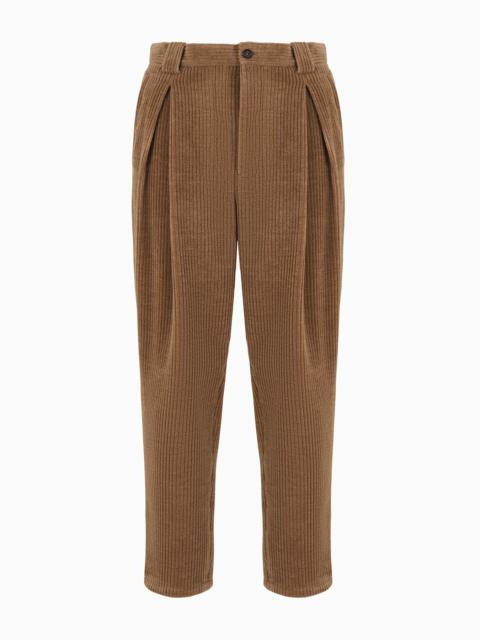 One–pleat trousers in wool, alpaca and cashmere velvet