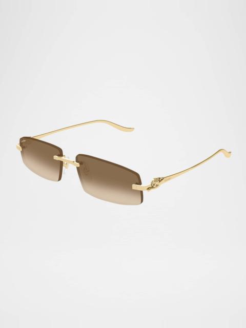 Panther Rimless Rectangle Metal Sunglasses