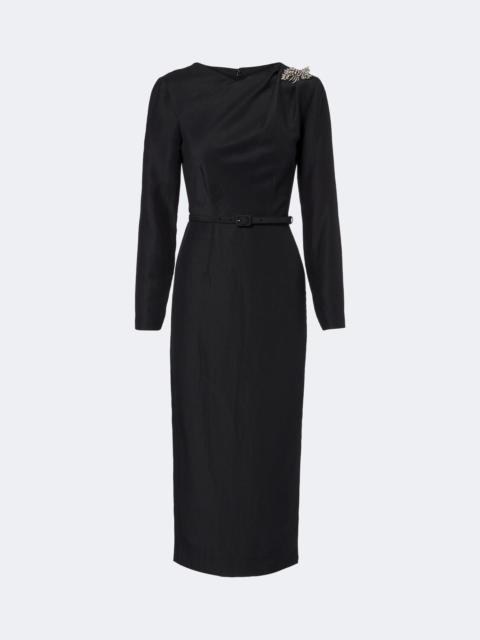 ROLAND MOURET Crystal-embellished jacquard midi dress