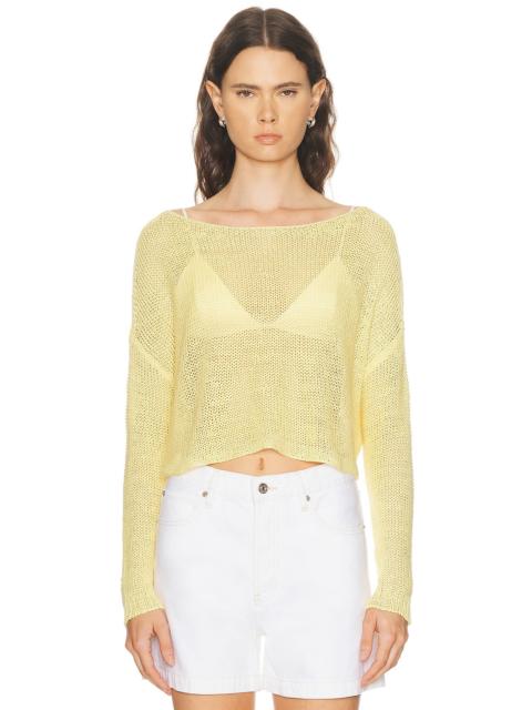 Enza Costa Linen Open Knit Bateau Sweater