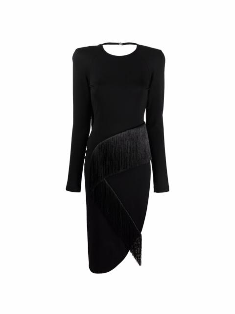 panelled long-sleeved midi dress