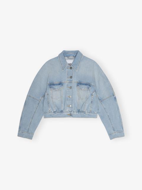 GANNI LIGHT BLUE DENIM BOMBER JACKET