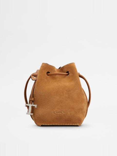 Tod's BUCKET BAG IN SUEDE MICRO - BROWN