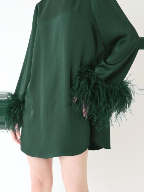 Lightweight Satin Dress With Feathers