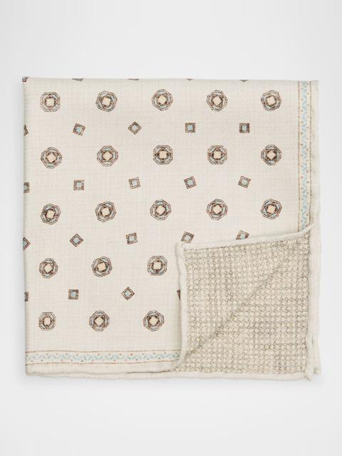 Brunello Cucinelli Men's Silk Geometric Pocket Square