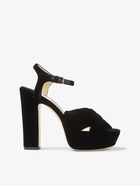 JIMMY CHOO Heloise 120
Black Velvet Platform Sandals