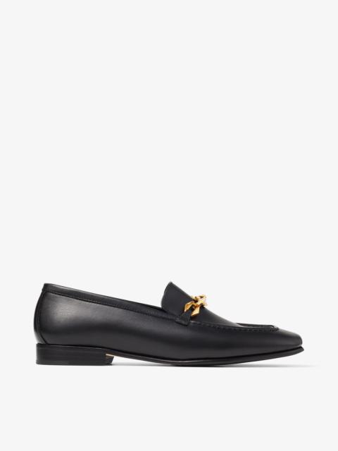 Diamond Tilda Loafer
Black Calf Leather Loafers with Chain Embellishment