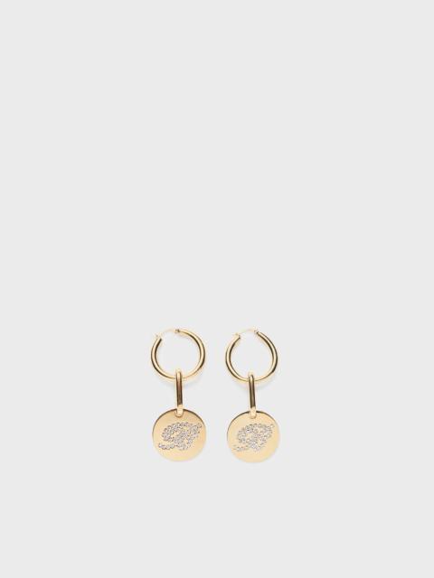 Blumarine BRASS EARRINGS WITH B MONOGRAM RHINESTONE PENDANT
