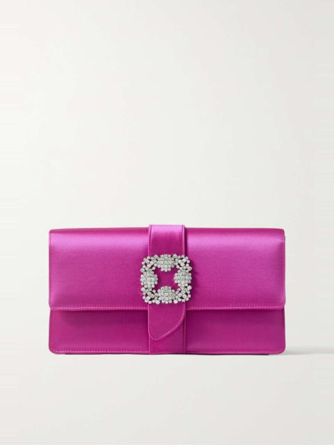 Manolo Blahnik Capri crystal-embellished satin clutch