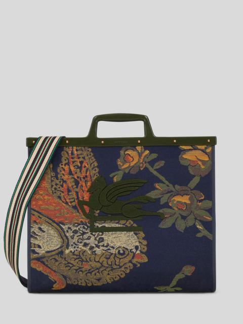 Etro LARGE JACQUARD LOVE TROTTER BAG WITH BIRDS ALL OVER