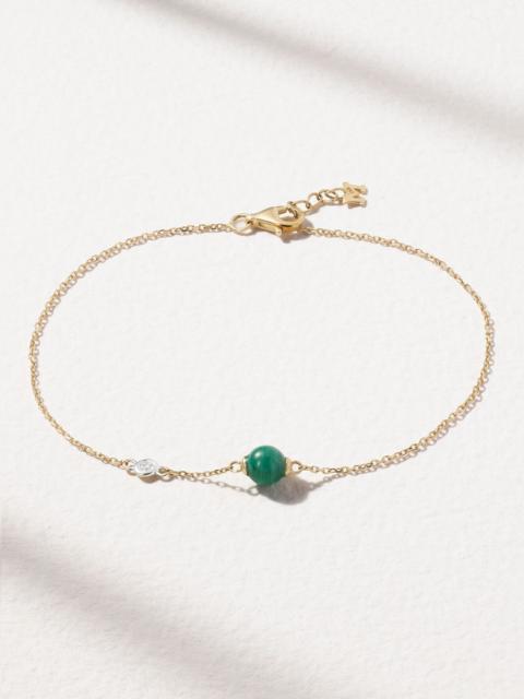 MATEO Dot 14-karat gold, malachite and diamond bracelet Green