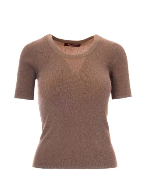 Max Mara ribbed-knit metallic-thread T-shirt